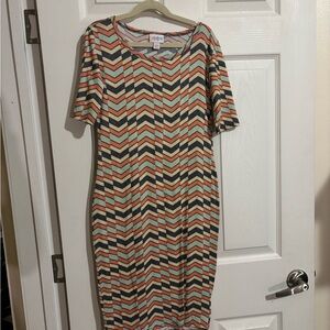 LuLaRoe Multicolor Chevron Midi Dress